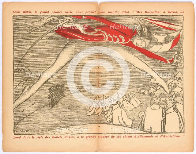 Des Karpathes a Berlin, un bond dans le style des ballets russes..., c. 1915. Creator: Bakst, Léon (1866-1924).