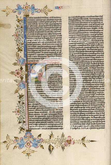 Initial L: God Speaking to Moses, about 1450. Creator: Circle of Stefan Lochner.