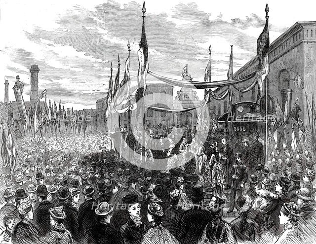 Jubilee of the Railway Locomotive Factory Works at Crewe, 1876. Creator: Unknown.