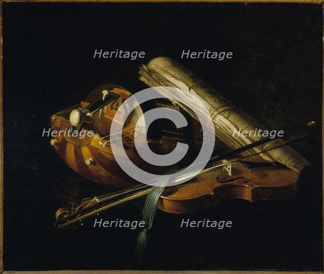 Still life with musical instruments, 1756. Creator: Nicolas Henri Jeaurat de Bertry.