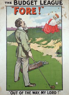 Political poster for The Budget League, British, 1910. Artist: Unknown