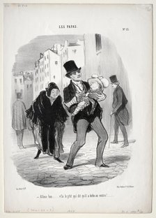 Fathers, plate 13: Come along, dear..., 1847. Creator: Honoré Daumier (French, 1808-1879).