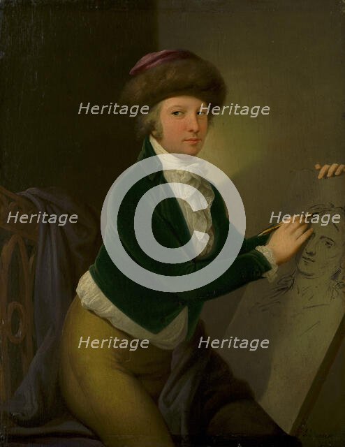 Count Ján Hadik sketching Stunder's portrait, c1797. Creator: Ján Jakub Stunder.