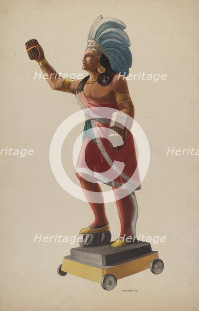 Cigar Store Indian, 1938. Creator: Louis Plogsted.