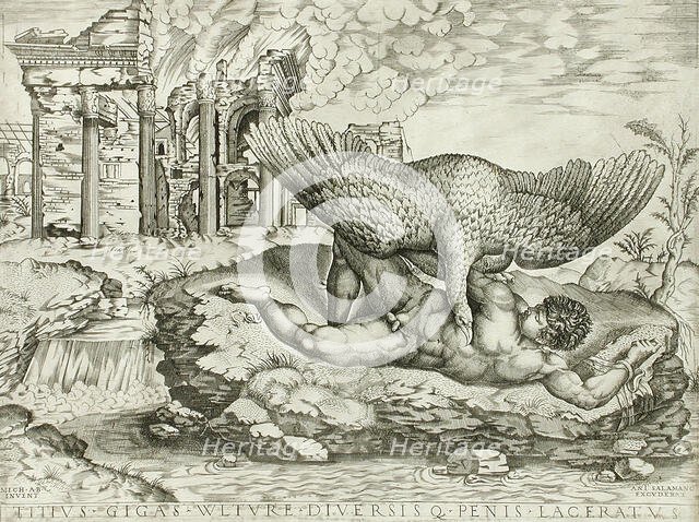 Tityus, c1540. Creators: Nicolas Beatrizet, Michelangelo Buonarroti.