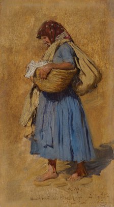 A Farmer’s Wife Blowing her Nose, ca 1871-1874. Artist: Pettenkofen, August Ritter von (1821-1889)