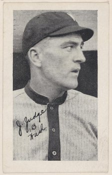 J. Judge, 1 B Wash., from Baseball strip cards (W575-2), ca. 1921-22. Creator: Unknown.
