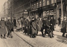 Lenin in Stockholm with Ture Nerman and Carl Lindhagen on 13 April 1917, 1917. Artist: Malmström, Axel (1872-1945)