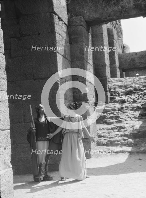 Kanellos dance group at ancient sites in Greece, 1929 Creator: Arnold Genthe.