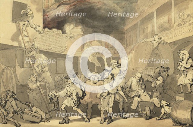 Peregrine Rescuing Emilia From The Inn Fire, c1786. Creator: Thomas Rowlandson.