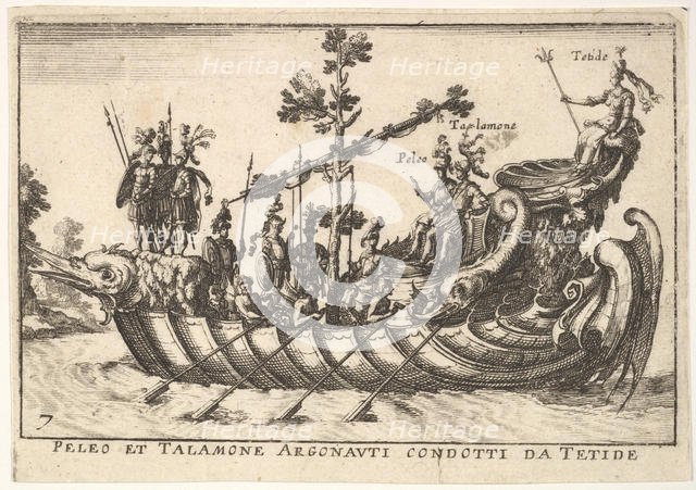 Plate 7: Peleo et Talamone Argonauti condotti da Tetide, from The magnificent pageant on t..., 1664. Creator: Unknown.