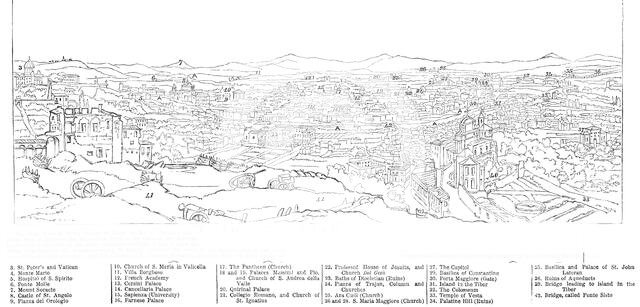 Large View of Rome [key], 1850. Creator: Walter George Mason.