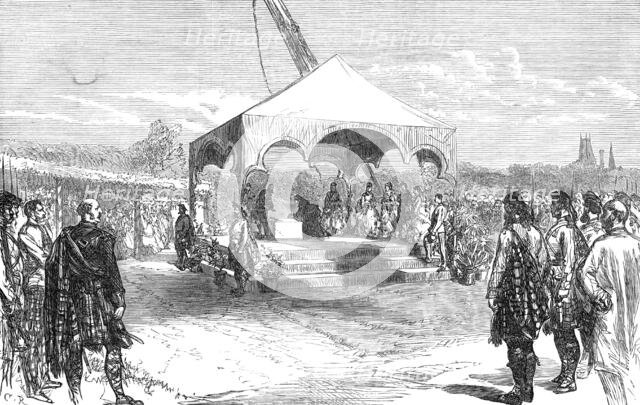 The Queen laying the foundation-stone of a monument to the late Duchess of Sutherland..., 1872. Creator: Unknown.