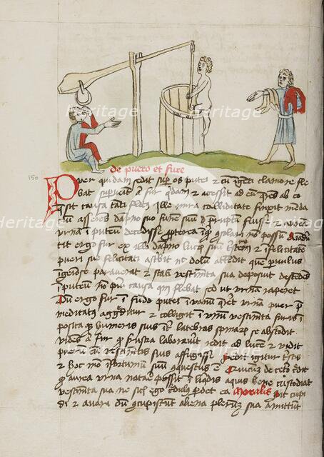 A Man Climbing into a Well; Fables, third quarter of 15th century. Creator: Unknown.