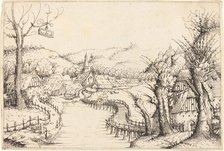 River Landscape with Wooden Bridge, 1546. Creator: Augustin Hirschvogel.