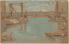 North River Dock, New York, 1901. Creator: Frederick Childe Hassam.