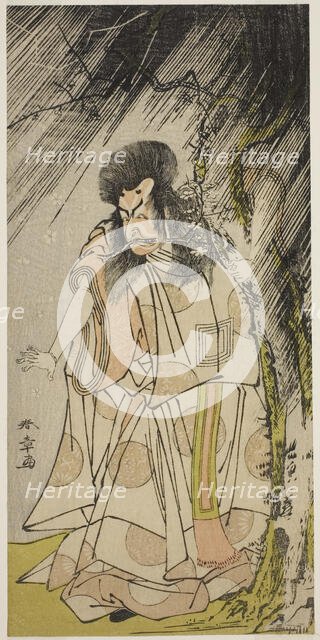 The Actor Ichikawa Ebizo III as the Thunder God, an Incarnation of Sugawara Michizane ..., c. 1776. Creator: Shunsho.