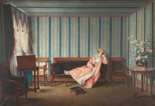 Woman in Pink Reclining on a Canape, 1819. Creator: Theodore Lebrun.