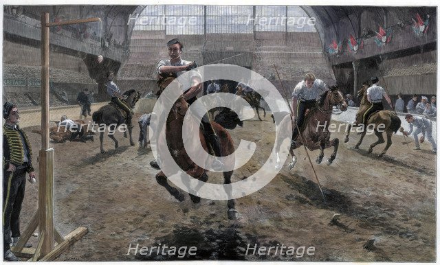 Rehearsing for the Royal Military Tournament at the Agricultural Hall, Islington, London, 1886. Artist: Unknown