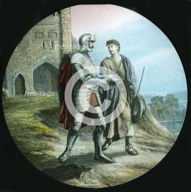 'Christian and Hopeful leaving Vanity Fair', c1910. Creator: Unknown.