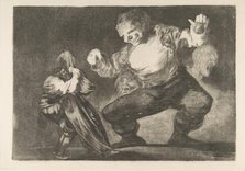 Plate 4 from the 'Disparates': Simpleton, ca. 1816-23 (published between 1854-63). Creator: Francisco Goya.