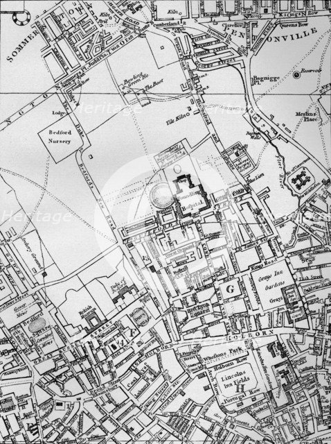A plan of Holborn, St Giles, and St Pancras, London, in 1800 (1911). Artist: Unknown.