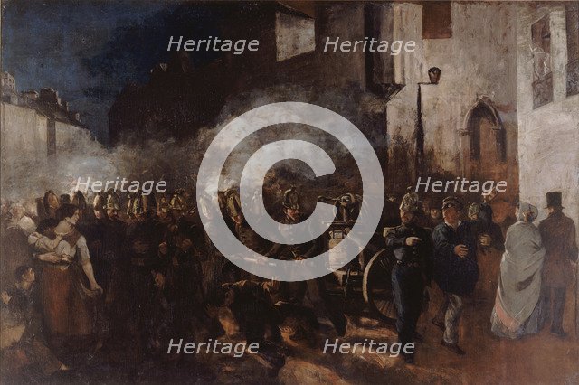 Firemen Running to a Fire. Artist: Courbet, Gustave (1819-1877)