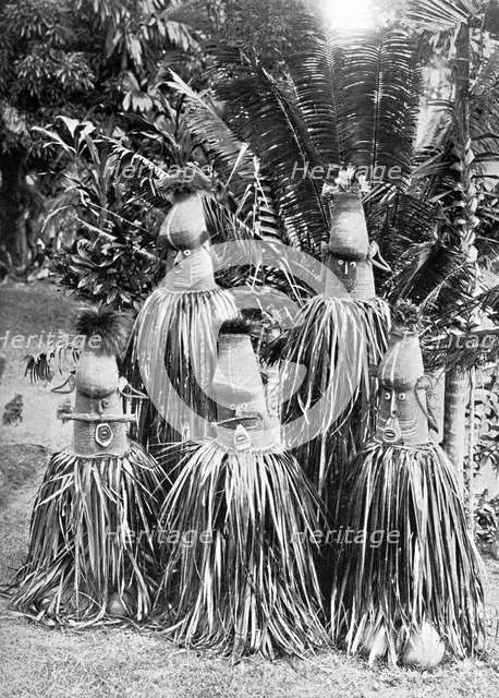 Masks possessing magical qualities, Bismarck Archipelago, Papua New Guinea, 1920.Artist: Strecker and Schroder