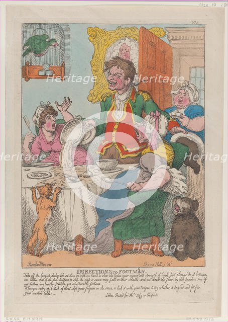 Directions to Footmen, November 10, 1807., November 10, 1807. Creator: Thomas Rowlandson.