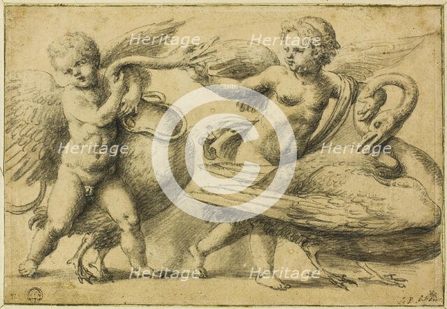 Putti Playing with Swans, n.d. Creator: Circle of Raffaello Sanzio, called Raphael .