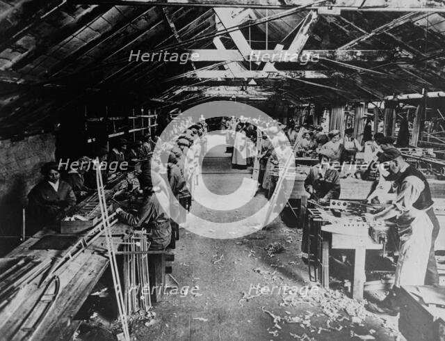 English women making aeroplane [i.e. aeroplane] shafts, between c1915 and c1920. Creator: Bain News Service.