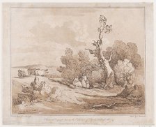 Landscape with Figures Collecting Wood Beneath Gnarled Trees, May 21, 1789., May 21, 1789. Creator: Thomas Rowlandson.