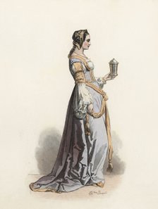 Dutch Miss Noble, in the modern age, color engraving 1870.