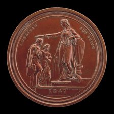 Fame Crowning Painting and Sculpture [reverse], 1847. Creator: Charles Cushing Wright.