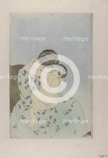 Mother's kiss, ca 1891. Creator: Cassatt, Mary (1845-1926).