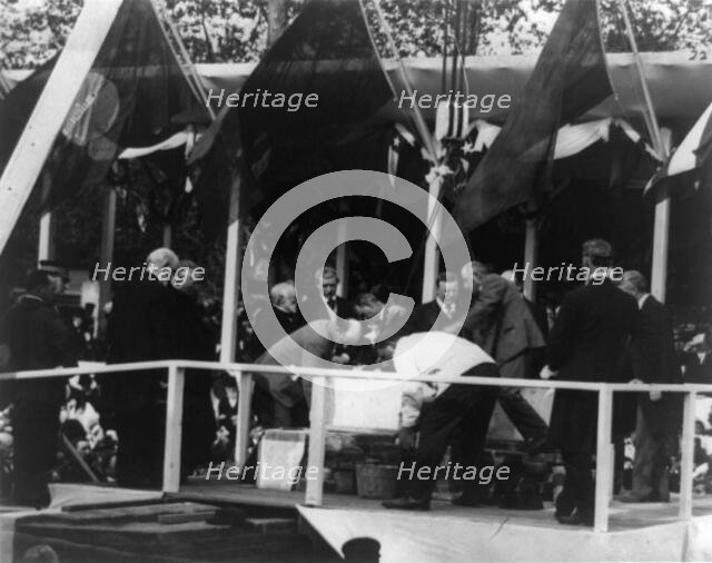 Laying of the cornerstone of the Pan American Union Building, Washington D.C., 1908 Creator: Frances Benjamin Johnston.