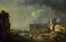 Clearance of the colonnade at the Louvre , c1756. Creator: Pierre-Antoine Demachy.