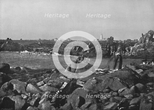 'Scilly Islands - the Cove and Lighthouse, St. Agnes', 1895. Artist: Unknown.