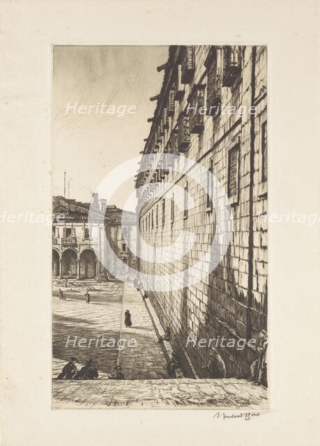 The Convent of San Payo, Santiago de Compostela, Spain, 1929. Creator: David Muirhead Bone.