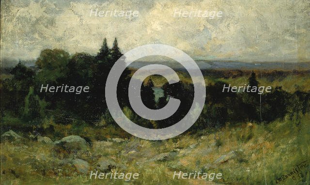 Untitled (landscape, fields with rocks and trees), 1893. Creator: Edward Mitchell Bannister.