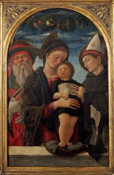 Madonna and Child with Saint Jerome and Saint Louis of Toulouse, c1455. Creator: Mantegna; Andrea (1431-1506).