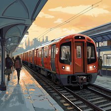 AI IMAGE - An illustration of a London Underground train, 2023. Creator: Heritage Images.