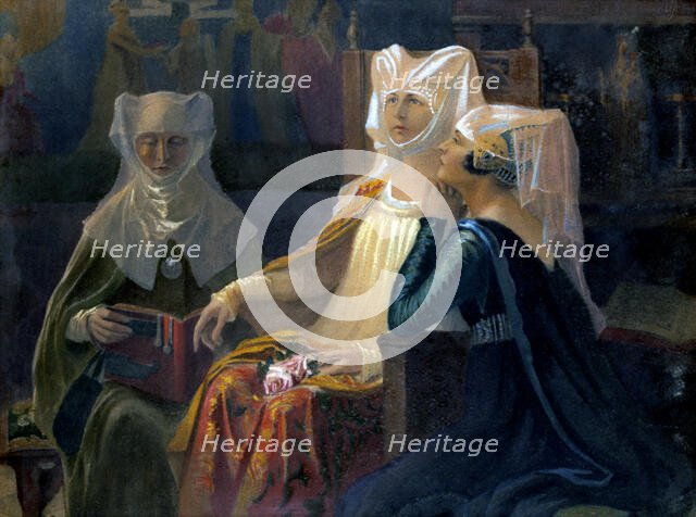 'The Chatelaine has a reading', c1900-1950. Artist: Elisabeth Sonrel