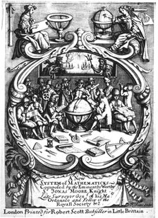 Frontispiece of A New System of Mathematicks by Jonas Moore, 1681. Artist: Unknown