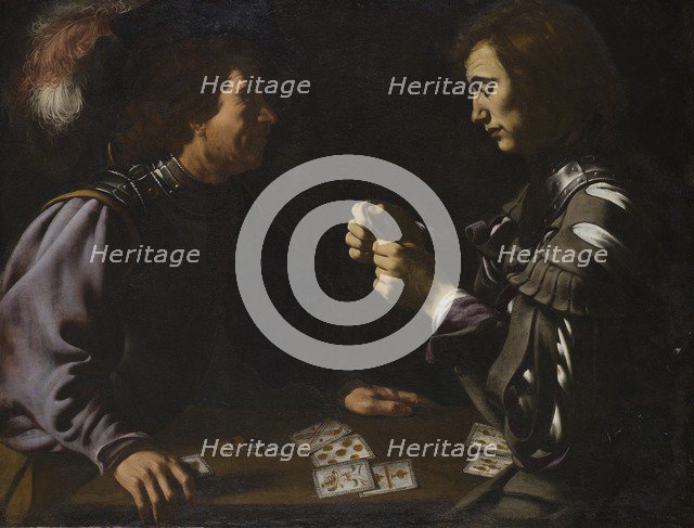 'The Gamblers', or 'Card Players, painting by Antiveduto Grammatica in Apsley House, London.  Artist: Patricia Payne.
