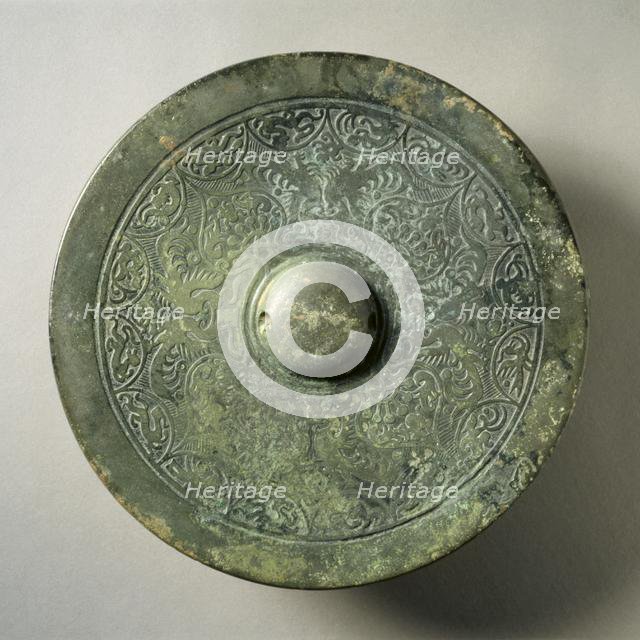 Mirror with Quatrefoil, Paired Phoenixes, and Auspicious Animals, early 3rd -early 4th century. Creator: Unknown.