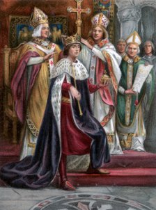 The crowning of Edward I, Westminster, 19 August 1274, (1902). Artist: Unknown