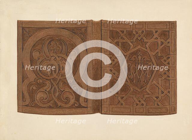 Hand-carved Walnut Book Covers, c. 1936. Creator: Gordena Jackson.
