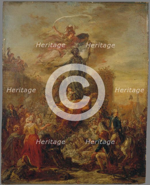 Allégorie de la Liberté sur les ruines de la Bastille, c1789. Creator: Ecole Francaise.