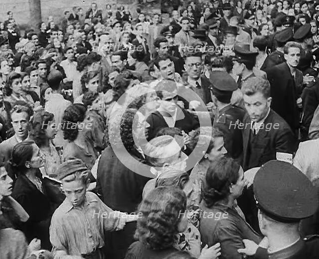 Italian Civilians Jostling in a Queue for Food, 1943-1944. Creator: British Pathe Ltd.